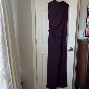 Mango women’s plum jumpsuit with cowl neck